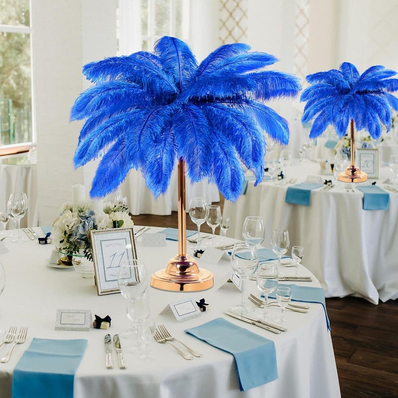 Retrowavy Store 50 Pcs 14-16 Inches Large Natural Ostrich Feathers Bulk for Centerpieces for Wedding Party Centerpieces Home Decoration Flower Arrangement (Royal Blue) - Image 4